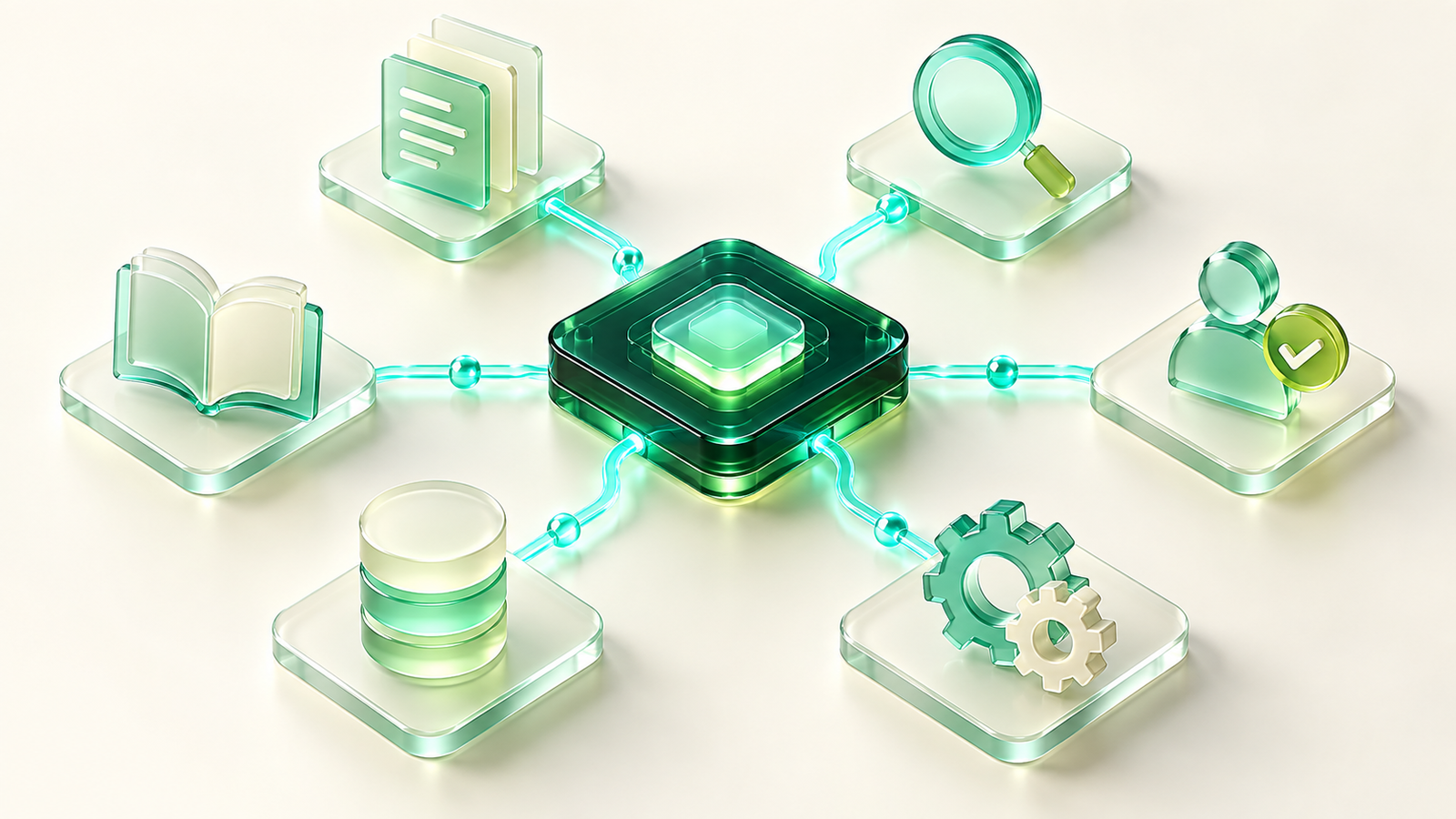 Concept illustration of connected AI tools and human review
